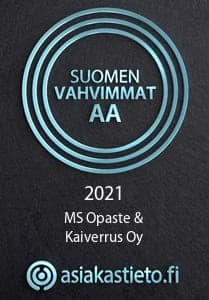 Suomen Vahvimmat AA 2021, Asiakastieto.fi, MS Opaste & Kaiverrus Oy